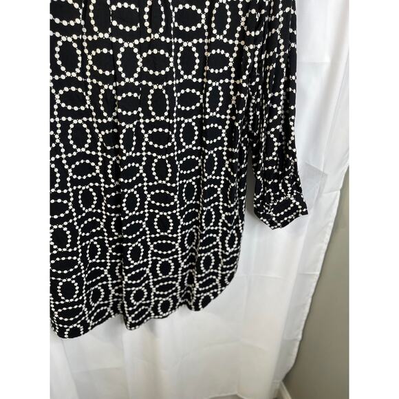 H&M top dress tunic women's small but oversize black white button up look - Picture 7 of 16